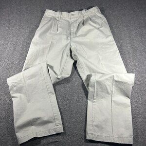 Cremieux Clinton Pants Men 32x32 Khaki Pleated 100% Cotton Trousers‎ Slacks